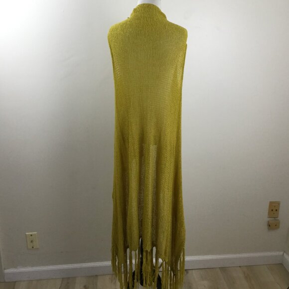 Do Everything in Love Mustard Open Front Fringe Vest Cardigan one size - Picture 6 of 9